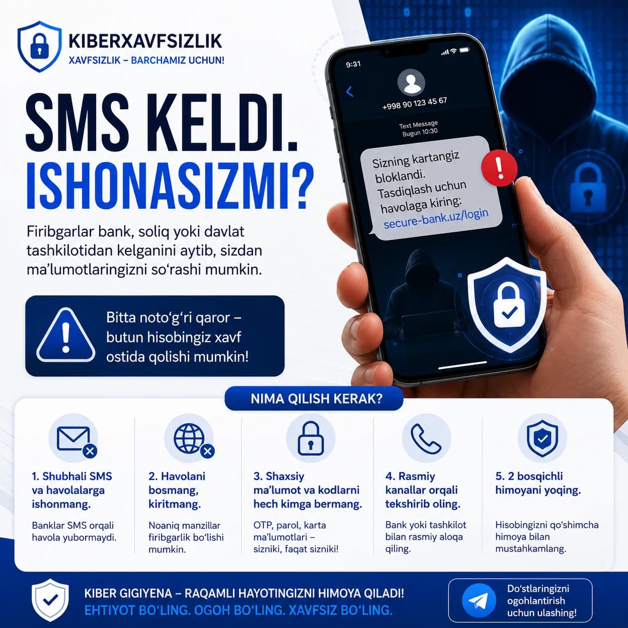 SMS'dagi havola sizni haqiqatan ham bankka olib boradimi, yoki firibgar tuzog'igami?