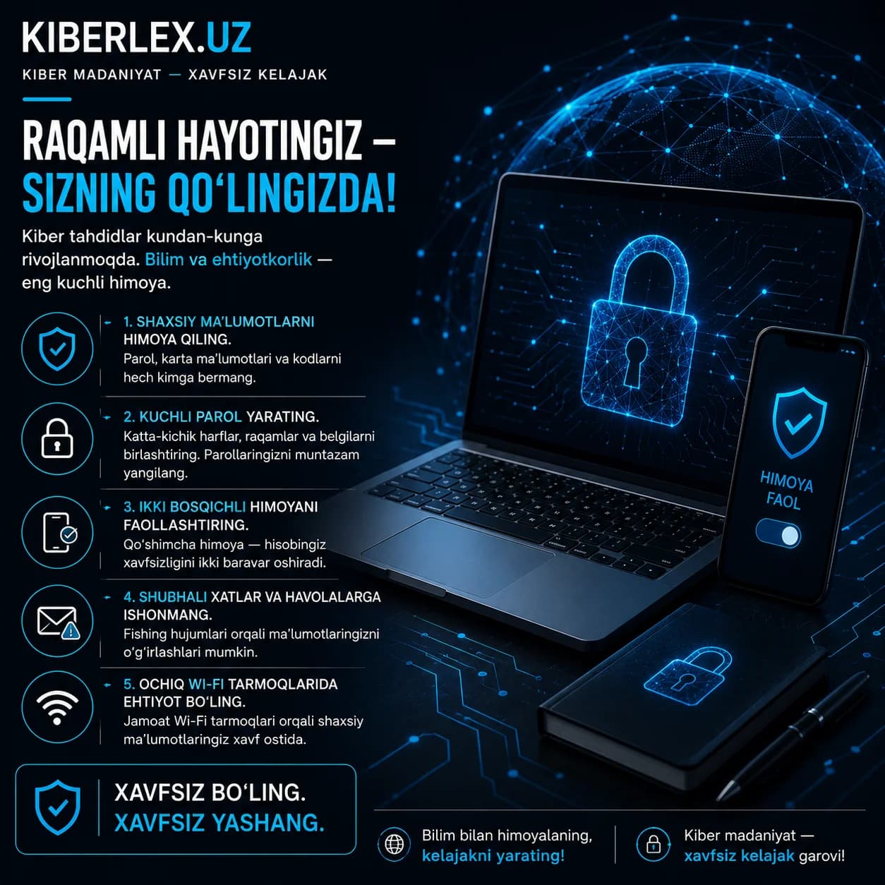 Kiber xavfsizlik kimningdir kasbiy vazifasi emas – bu har birimizning kundalik odatimiz bo'lishi kerak.